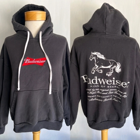 Budweiser Other - Pacsun Budweiser Charcoal Hoodie Sweatshirt with Logo Mens Size XL